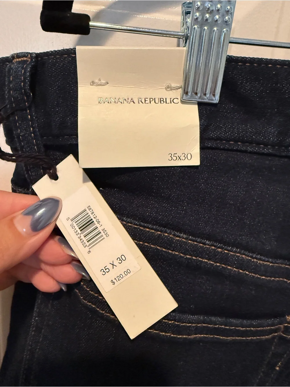 Banana Republic Men’s Slim Fit Traveler Denim Dark Indigo 35x30